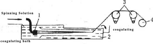 Schematic diagram of wet spinning